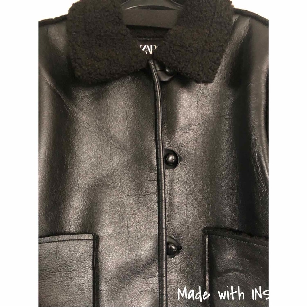 Zara Faux Leather Lined with Faux Shearling Jacket - Picture 10 of 16